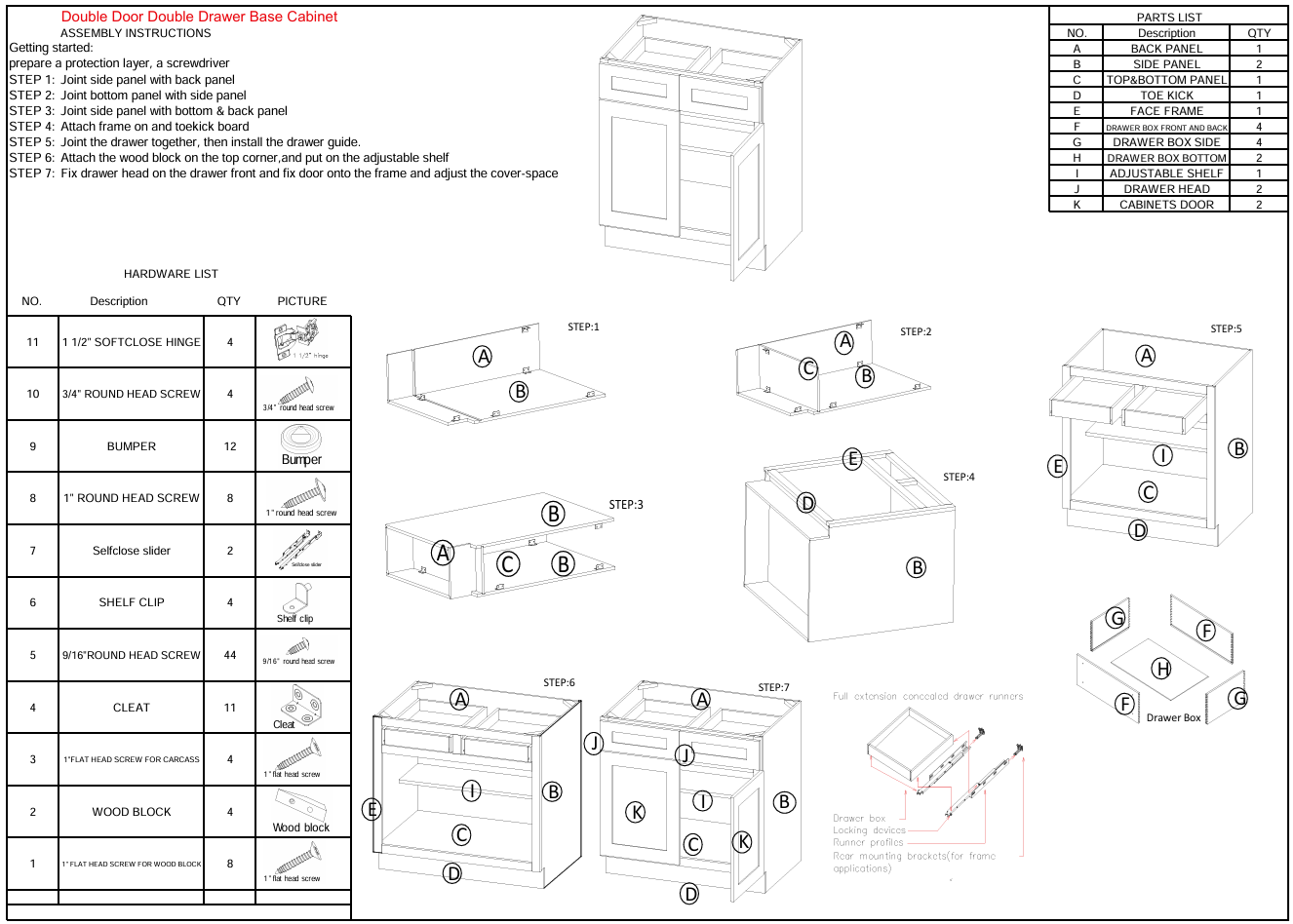 Double Door Double Drawer Cabinet