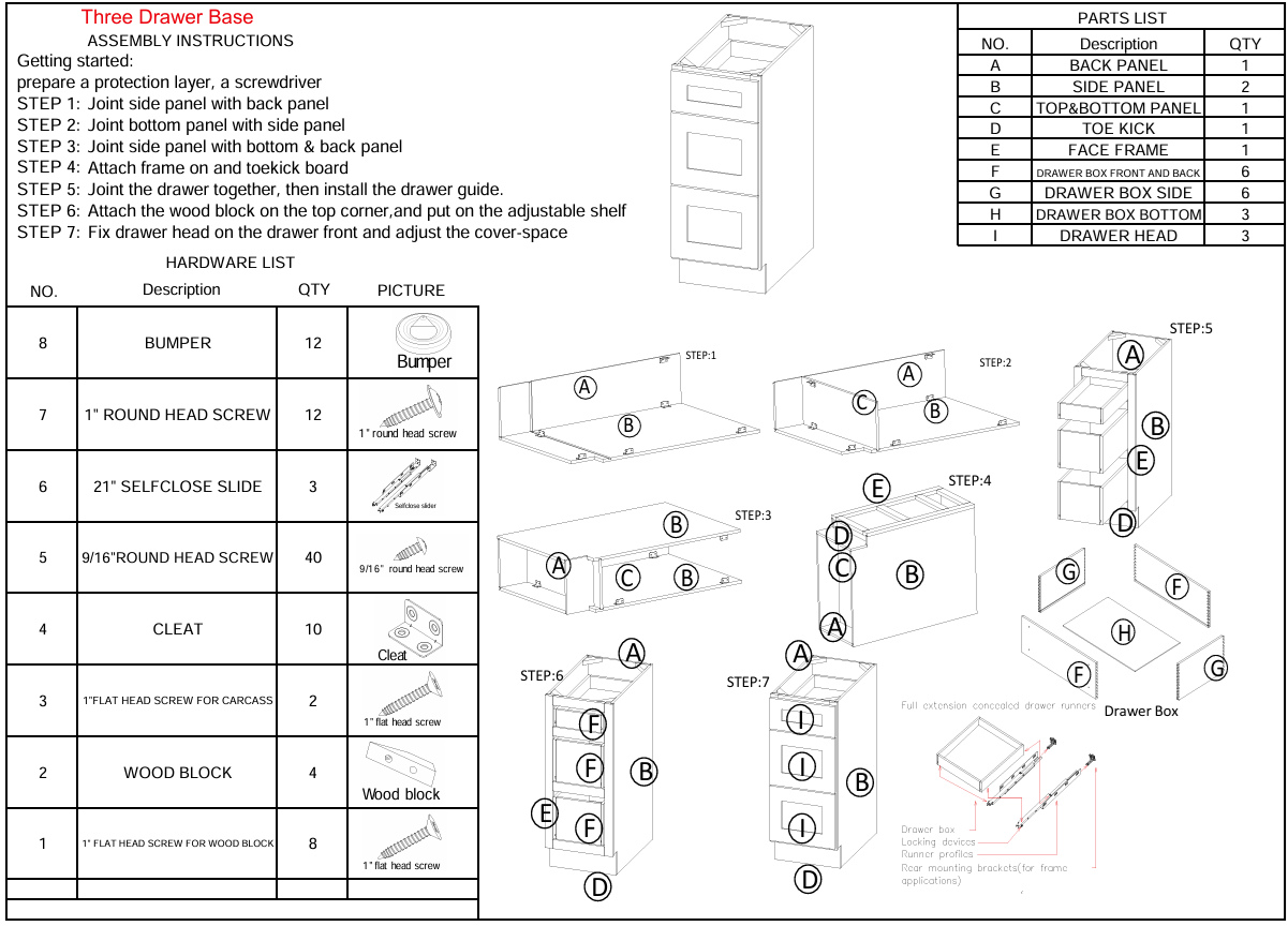 3 Drawer Base