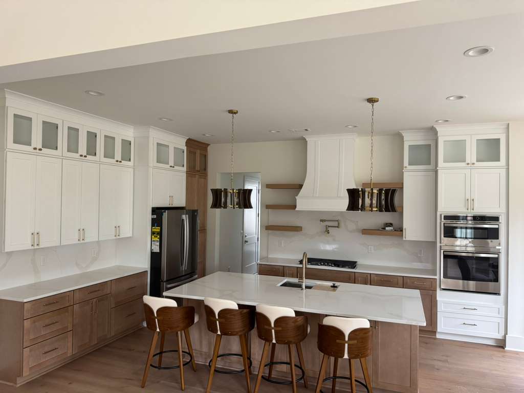 Modern Kitchen Cabinets With White and Natural Wood
